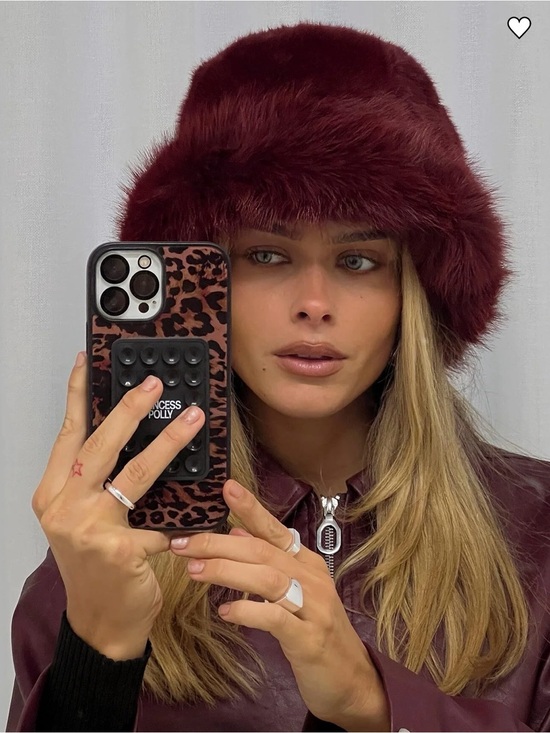Princess Polly Accessories - Princess Polly Burgundy Faux Fur Bucket Hat